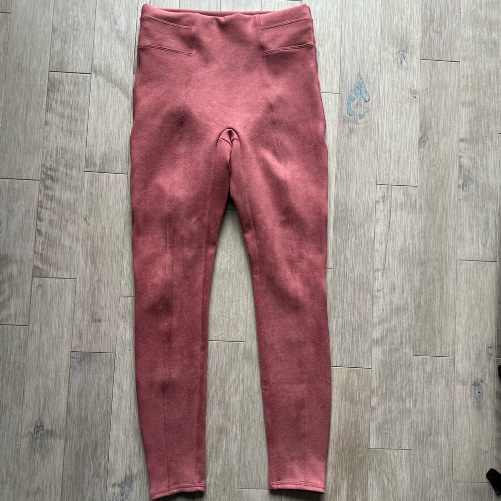 SPANX Faux Leather Pink Leggings Small